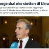 ​Норвегія збільшить підтримку України, - прем’єр-міністр Норвегії Йонас Гар Стьоре під час виступу у парламенті