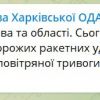 ​Сьогодні протягом дня зберігається загроза ворожих ракетних ударів та атак дронів, – Харківська ОВА