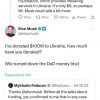 Ілон Маск заявив, що задонатив на допомогу Україні $100 млн