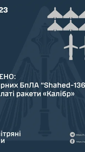 ​Знищено 3 «Калібри» і 8 шахедів над Україною вночі, – Повітряні сили