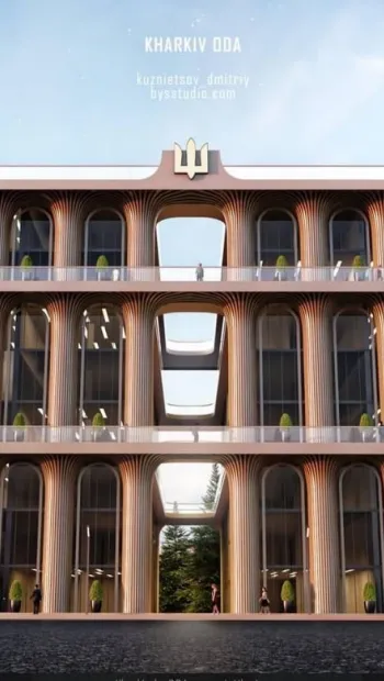​Архітектор Дмитро Кузнецов представив концепт нової будівлі Харківської ОДА, яку рашисти розбомбили ще взимку