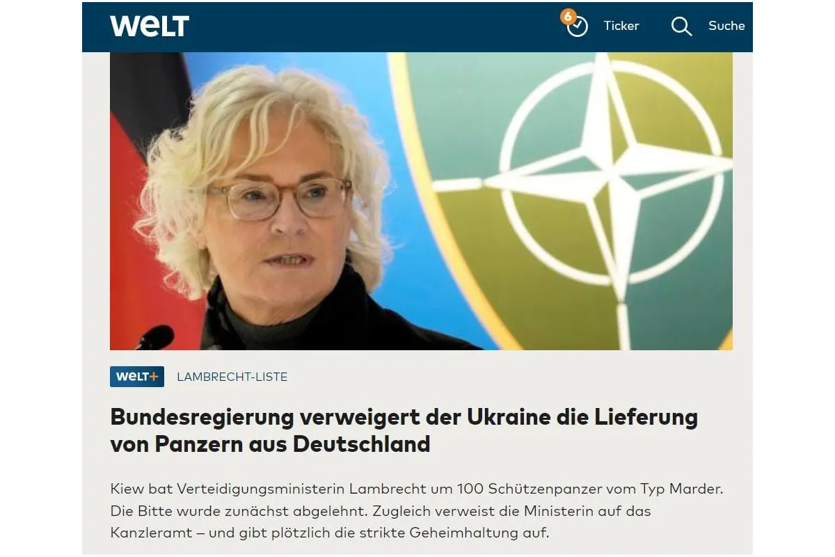 Німеччина відмовилась надати Україні 100 німецьких БМП «Marder»