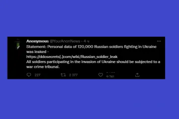 ​Anonymous злили базу даних із особистими даними 120 000 російських солдатів, що воюють в Україні ?