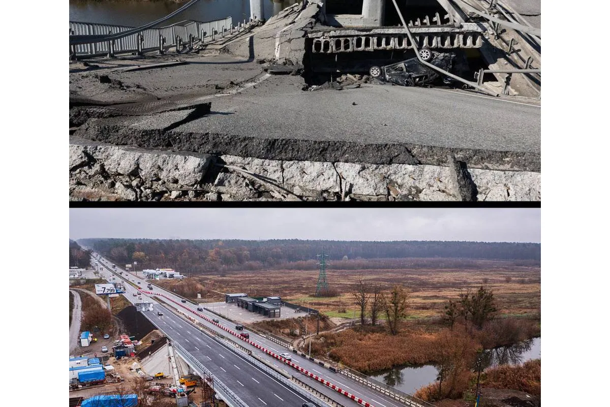 Зруйнований після російської окупації міст на трасі Київ – Чоп  відремонтували та відкрили – він врятував Київ від оточення