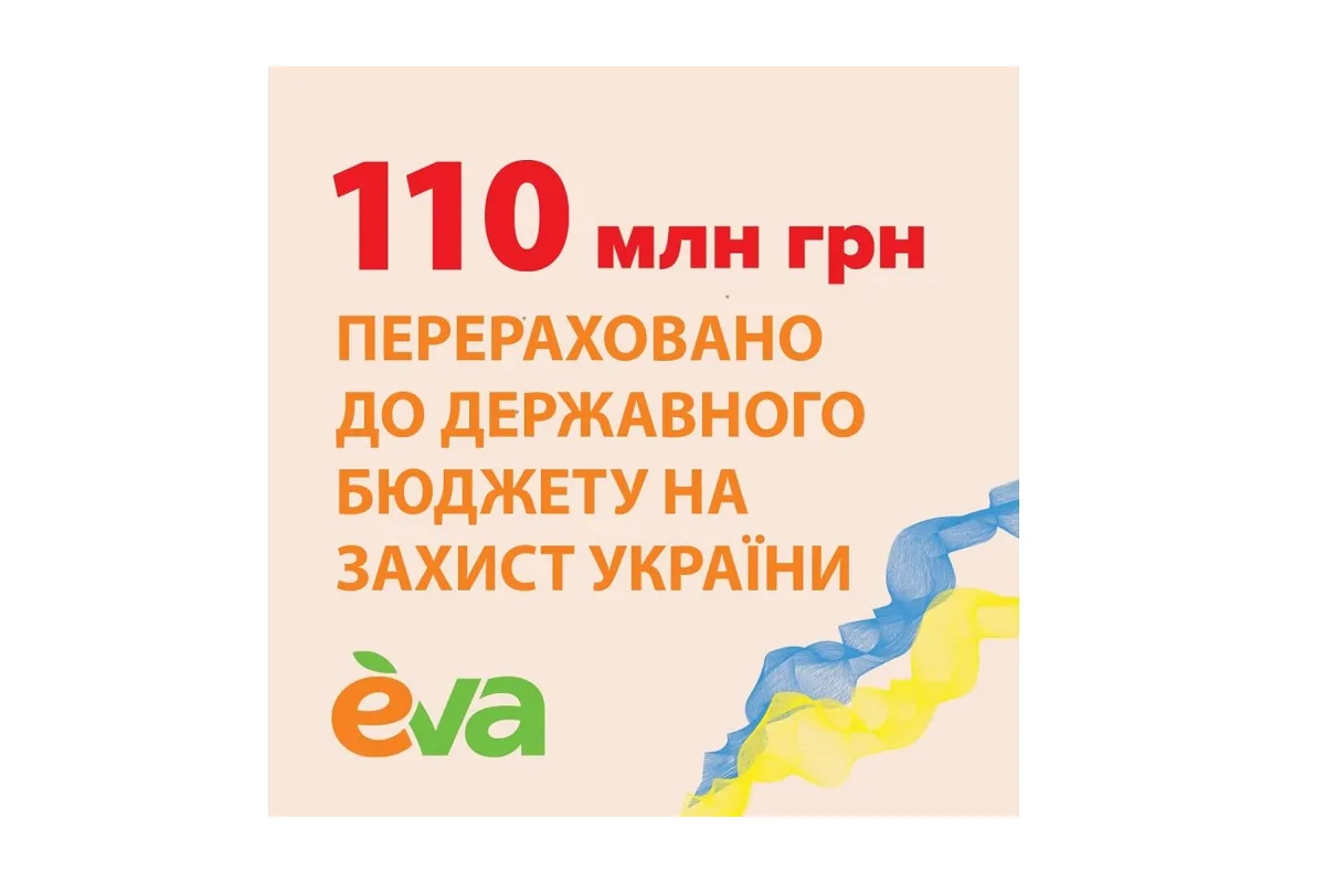 Майже 110 мільйонів гривень перерахувала мережа EVA до бюджету на захист України