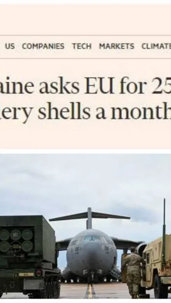 ​Україна просить Євросоюз щомісяця постачати по 250 тисяч артилерійських снарядів, — Financial Times з посиланням на листа глави Міноборони Резнікова