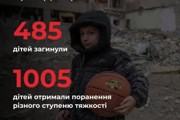 ​Від початку повномасштабної війни росія вбила в Україні вже 485 дітей