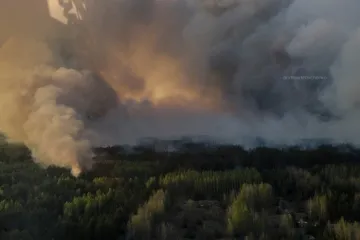 ​Горів Чорнобильський ліс: для подолання вогню залучили 90 людей та 21 одиницю техніки