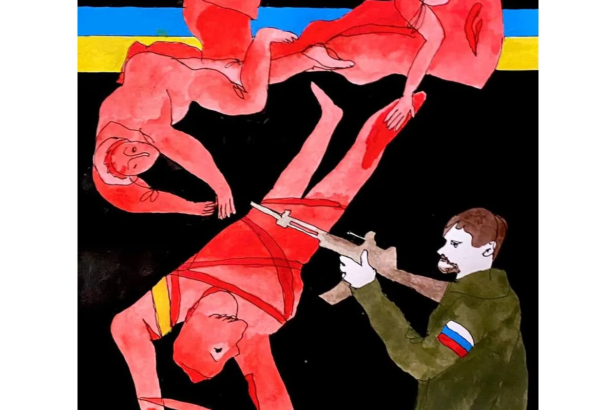 Російське вторгнення в Україну : Жахіття Бучі від художника Антона Логова 