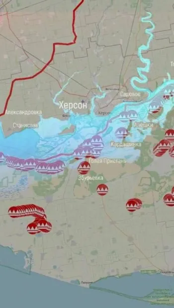 ​Внаслідок підриву росіянами Каховської ГЕС вони також затопили свою першу лінію оборони на лівому березі