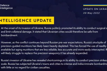 ​Російське вторгнення в Україну : запаси високоточних боєприпасів рф виснажені, їх буде важко замінити