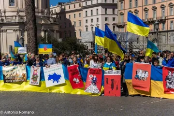 ​Російське вторгнення в Україну : В Італії українці висловили протест проти російської агресії