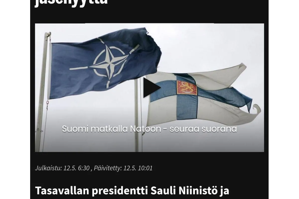 Російське вторгнення в Україну : Фінляндія офіційно подала заявку на вступ до НАТО.