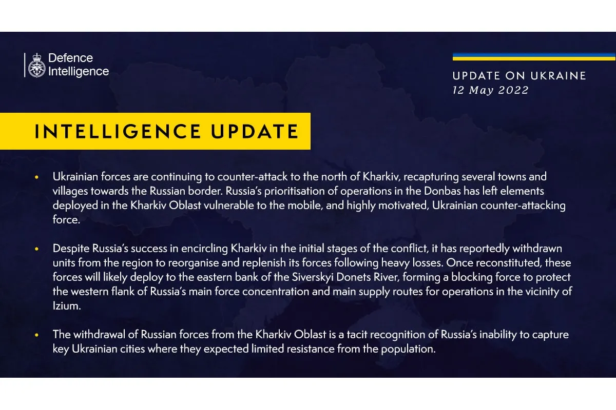 Російське вторгнення в Україну :  українська війська контратакують на Харківщині