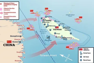 ​Міністерство оборони Тайваню повідомило, що за минулу добу навколо острова було зафіксовано 26 винищувачів та сім бойових кораблів НВАК