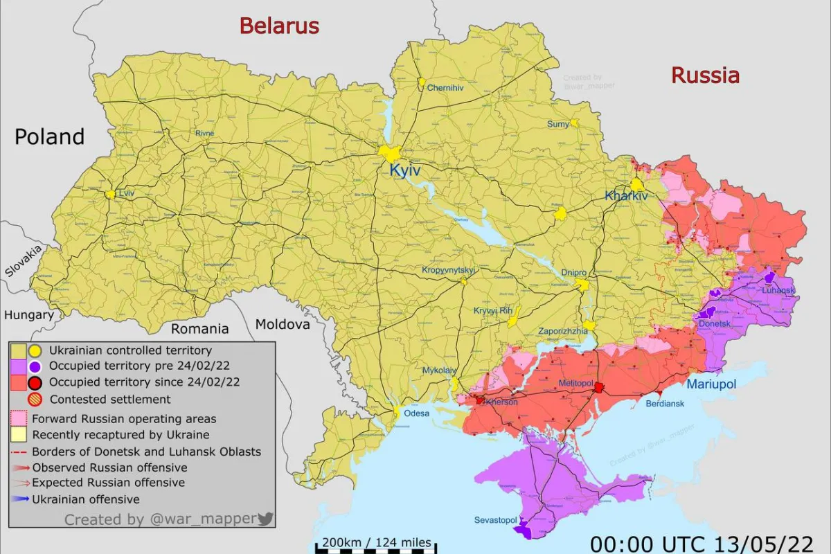 Оновлена карта ситуації на Сході України від європейських експертів війни.