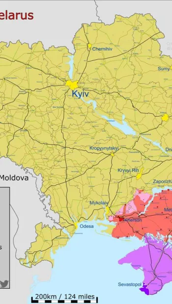 ​Оновлена карта ситуації на Сході України від європейських експертів війни.