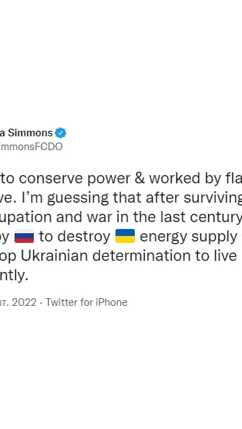 ​Посол Великої Британії в Україні Мелінда Сіммонс: "Для економії електроенергії у Києві працюю з ліхтариком" ✨