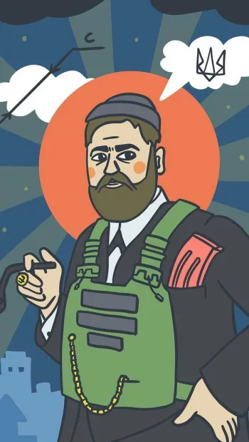 ​Портрет військового психолога Андрія Козінчука у виконанні Сашка Даниленка в серії малюнків "супер-герої серед нас". 