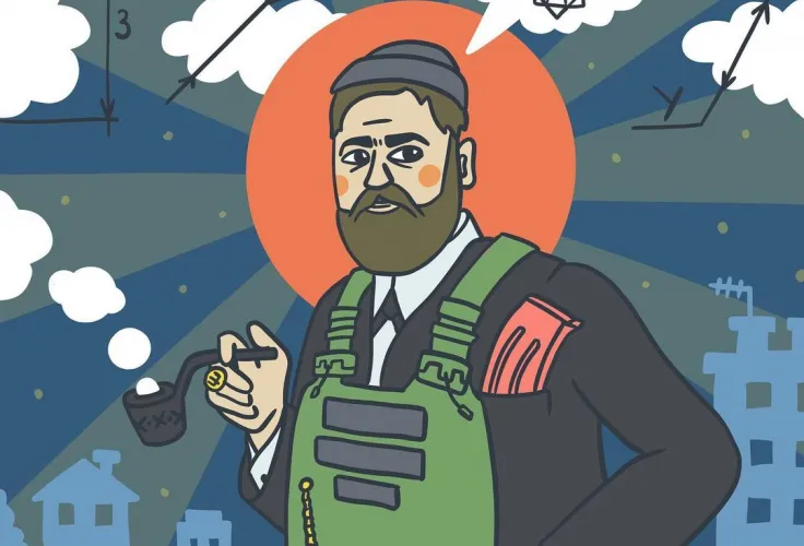 Портрет військового психолога Андрія Козінчука у виконанні Сашка Даниленка в серії малюнків "супер-герої серед нас". 