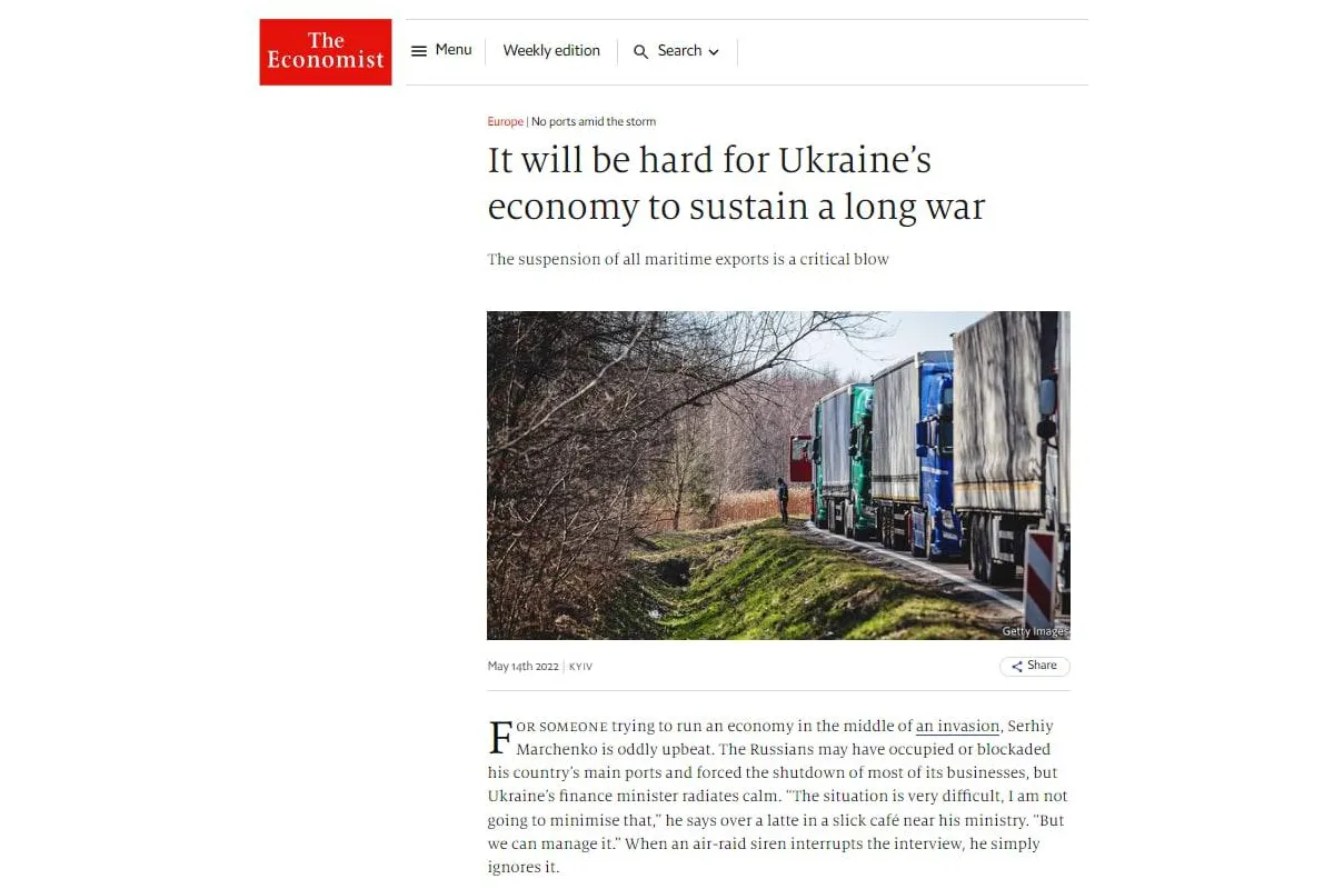 Якщо війна затягнеться більш ніж на 3-4 місяці, влада може вжити «болючих заходів» для утримання економіки України на плаву – різке підвищення податків, скорочення витрат, націоналізація