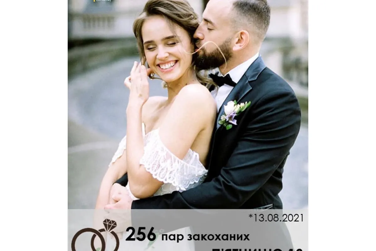 Інформаційне агентство : 256 пар закоханих Києва, Киівщини та Черкащини вирішили поєднати свої серця та офіційно зареєструвати створення сім’ї у п’ятницю 13