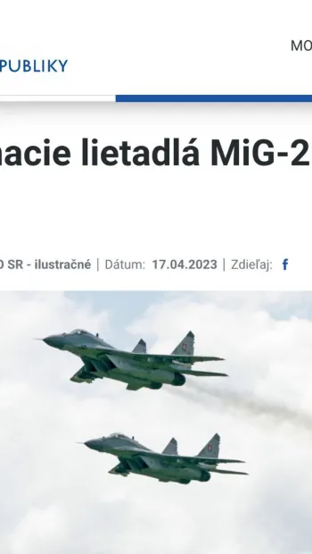 ​Словаччина вже передала Україні всі 13 запланоованих винищувачів МіГ-29, - МО Словаччини