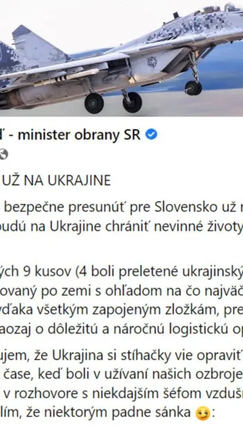 ​Словаччина вже передала Україні всі 13 обіцяних винищувачів МіГ-29, — міністр оборони Ярослав Надь