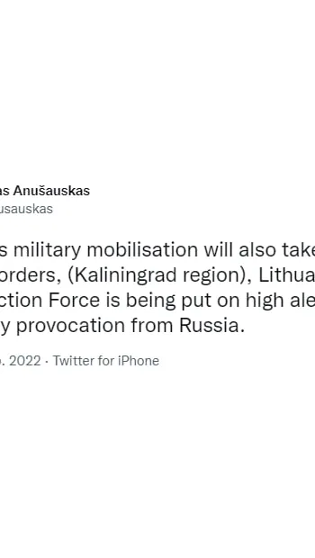 ​Литва переводить свої сили в стан підвищеної бойової готовності через часткову мобілізацію рф