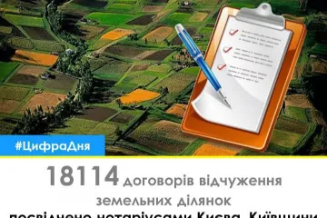 ​З початку липня 2021 року у регіонах Центрального міжрегіонального управління Міністерства юстиції (м. Київ) було укладено більше 18 тисяч договорів відчуження земельних ділянок	