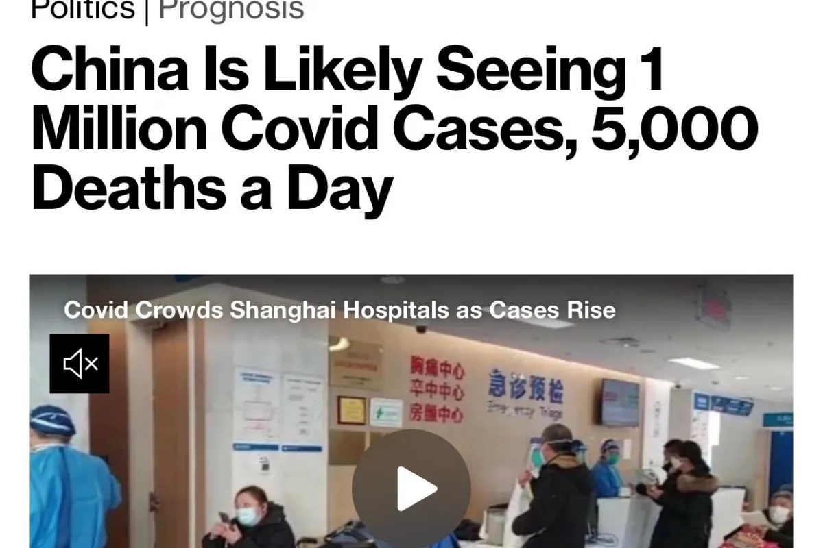 У Китаї, ймовірно, буде 1 млн випадків ковіда і 5000 смертей на день,  — Bloomberg
