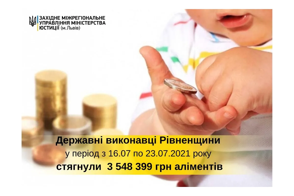 Державні виконавці Рівненщини впродовж минулого тижня стягнули більше 3, 5 млн грн аліментів!