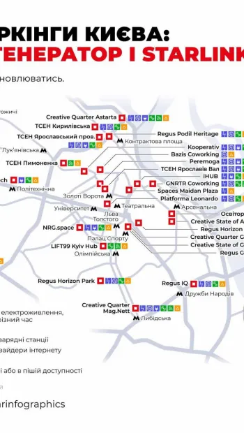 ​Важливо! Оновлена карта коворкінгів Києва, де можна працювати при відключенні світла