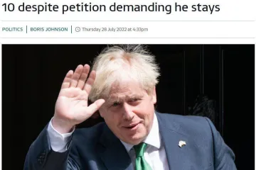 ​Борис Джонсон має намір піти у відставку, незважаючи на петиції із закликом залишити його лідером консерваторів, - ITV News