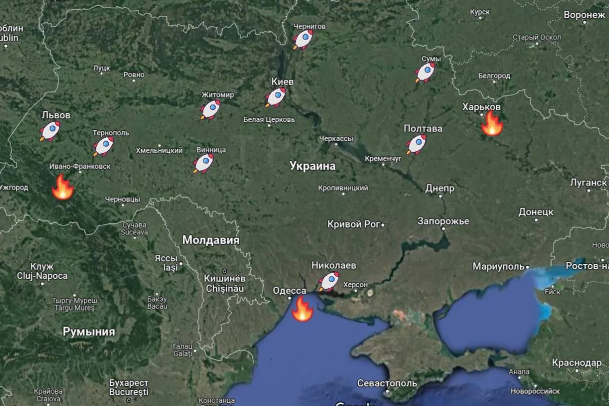 Сьогоднішній ракетний удар по Україні на карті